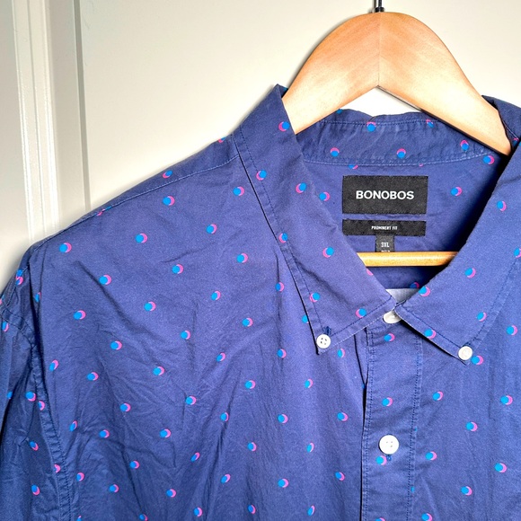 BONOBOS - Eclipse Navy Blue Button Down Shirt, Men’s 3XL Prominent Fit - Picture 1 of 8